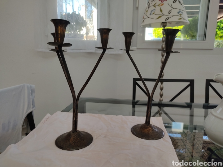 Antig&uuml;edades: 2 CANDELABROS ANTIGUOS - Foto 2