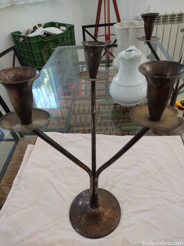 Antig&uuml;edades: 2 CANDELABROS ANTIGUOS - Foto 3