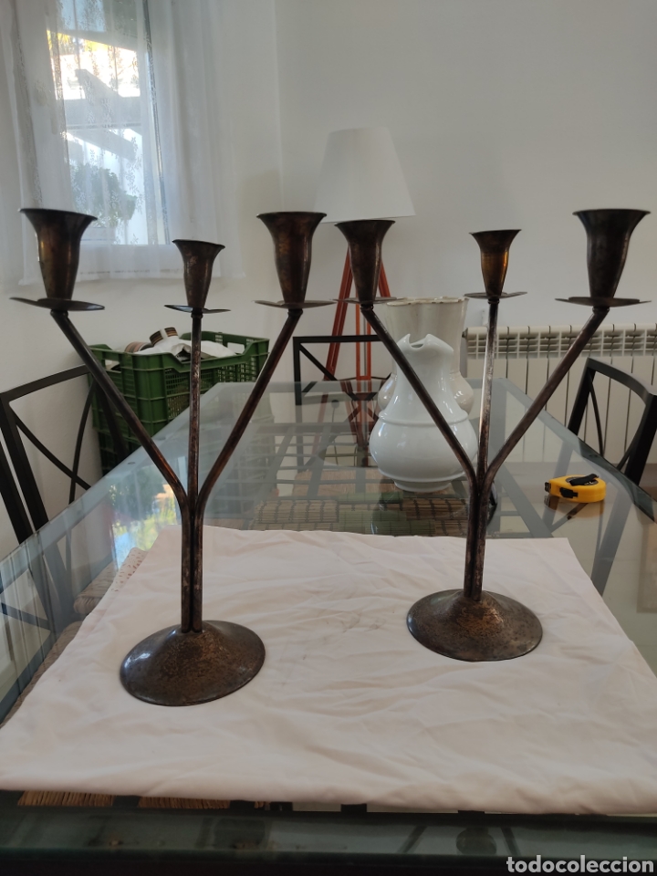 Antig&uuml;edades: 2 CANDELABROS ANTIGUOS - Foto 6