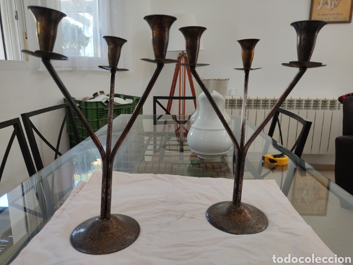 Antig&uuml;edades: 2 CANDELABROS ANTIGUOS - Foto 7