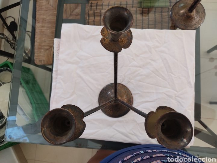 Antig&uuml;edades: 2 CANDELABROS ANTIGUOS - Foto 8