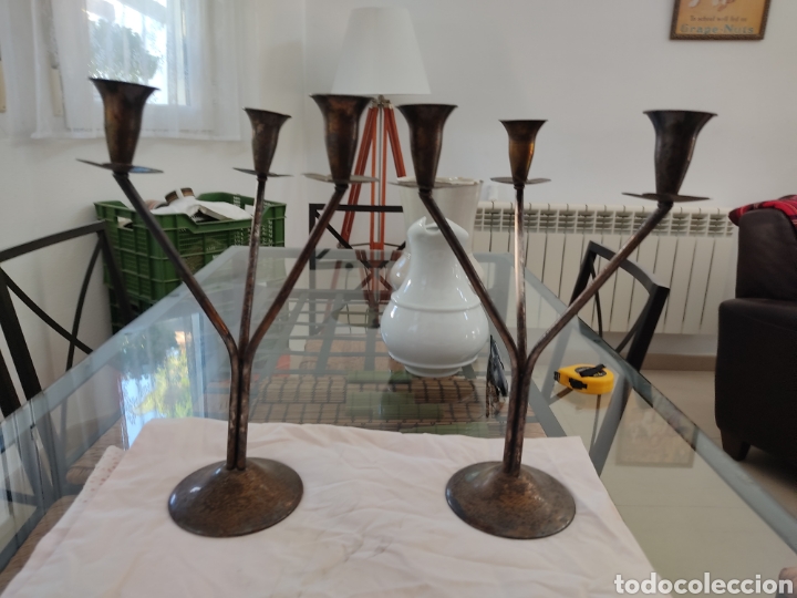 Antig&uuml;edades: 2 CANDELABROS ANTIGUOS - Foto 11