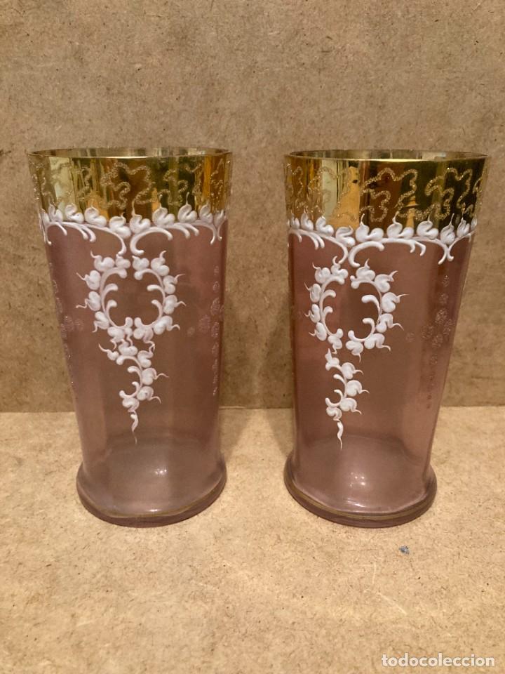 Antig&uuml;edades: 4 vasos de cristal de Gij&oacute;n - Foto 3