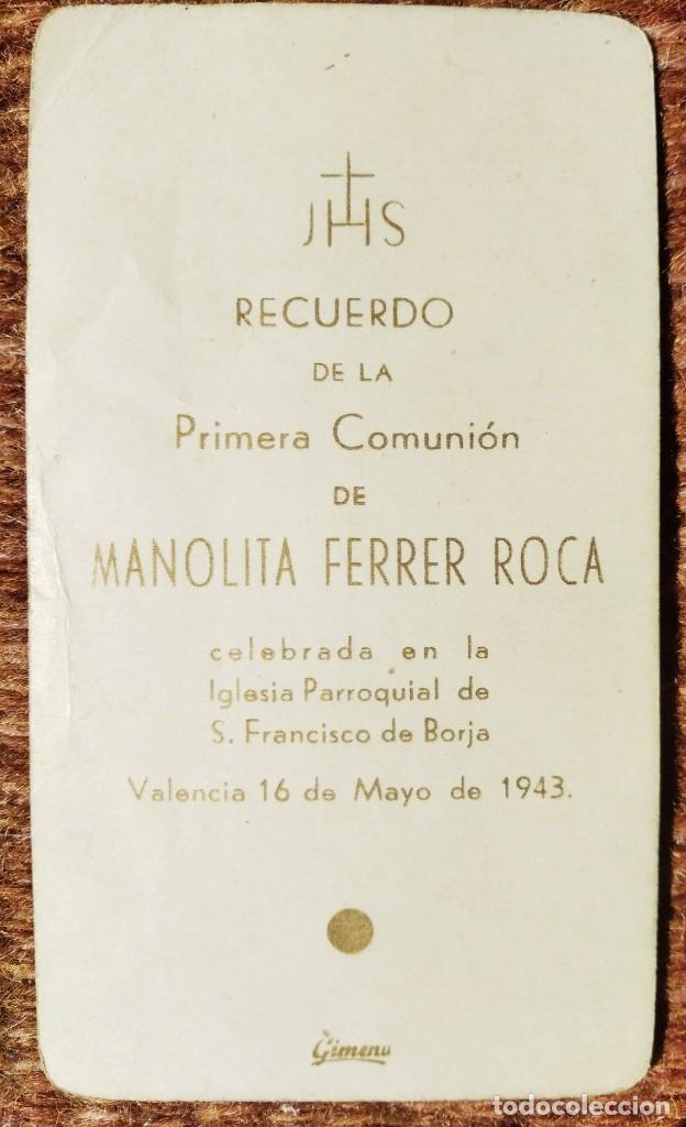 Antig&uuml;edades: RECUERDO PRIMERA COMUNION - VALENCIA 1943 - Foto 2