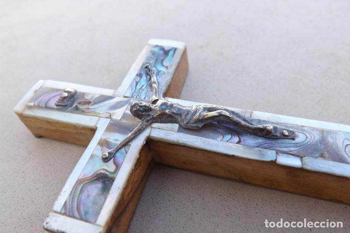 Antig&uuml;edades: CRUZ DE JERUSALEN DE MADERA Y NACAR - Foto 5