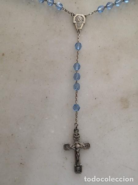 Antig&uuml;edades: ROSARIO CON BOLAS DE CRISTAL AZUL Y PLATA - Foto 2