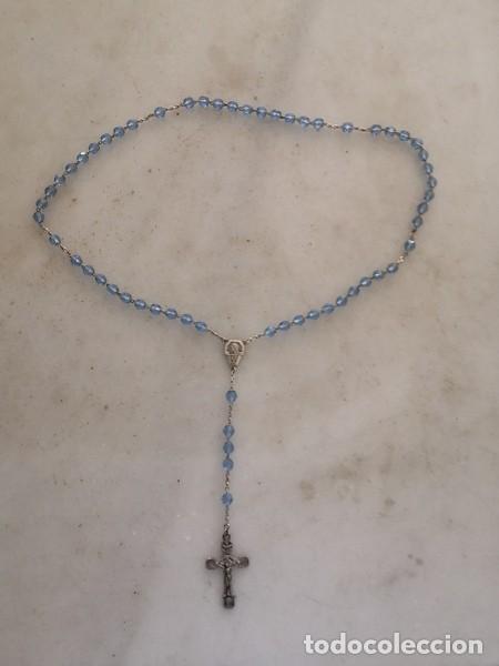 Antig&uuml;edades: ROSARIO CON BOLAS DE CRISTAL AZUL Y PLATA - Foto 3
