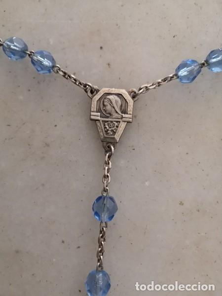 Antig&uuml;edades: ROSARIO CON BOLAS DE CRISTAL AZUL Y PLATA - Foto 5