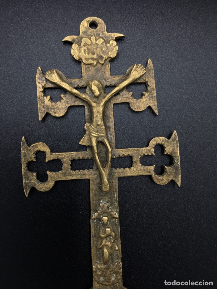 Antig&uuml;edades: ANTIGUA CRUZ DE CARABACA DE BRONCE - Foto 2