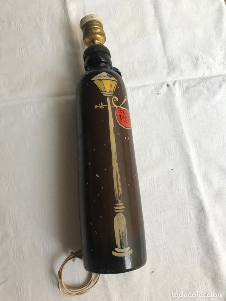 Antig&uuml;edades: Botella l&aacute;mpara a&ntilde;os 50 pintada - Foto 1