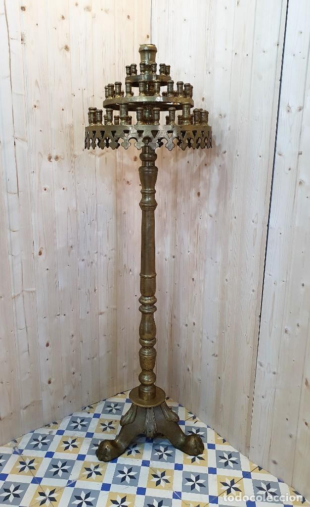 Antig&uuml;edades: GRAN CANDELABRO DE BRONCE DE 142 CM - Foto 1