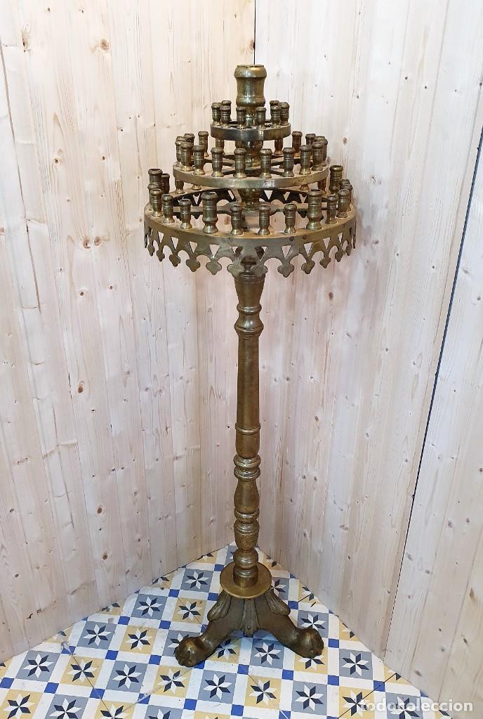 Antig&uuml;edades: GRAN CANDELABRO DE BRONCE DE 142 CM - Foto 2