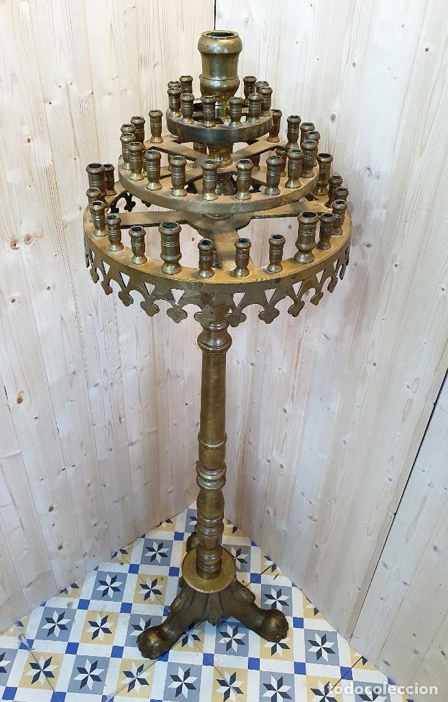 Antig&uuml;edades: GRAN CANDELABRO DE BRONCE DE 142 CM - Foto 3