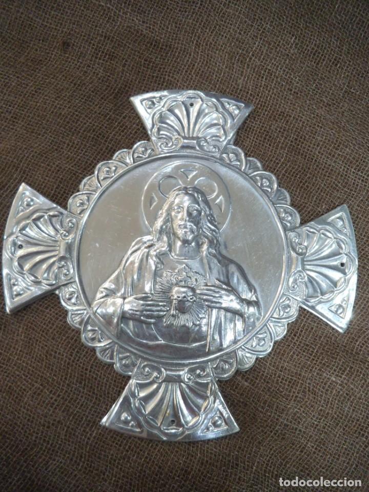 Antig&uuml;edades: PLACA - PUERTA ( CORAZ&Oacute;N DE JES&Uacute;S ) CRUZ - Foto 1