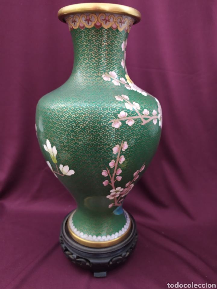 Antig&uuml;edades: Jarron Cloisonne chino. 31cm. - Foto 4