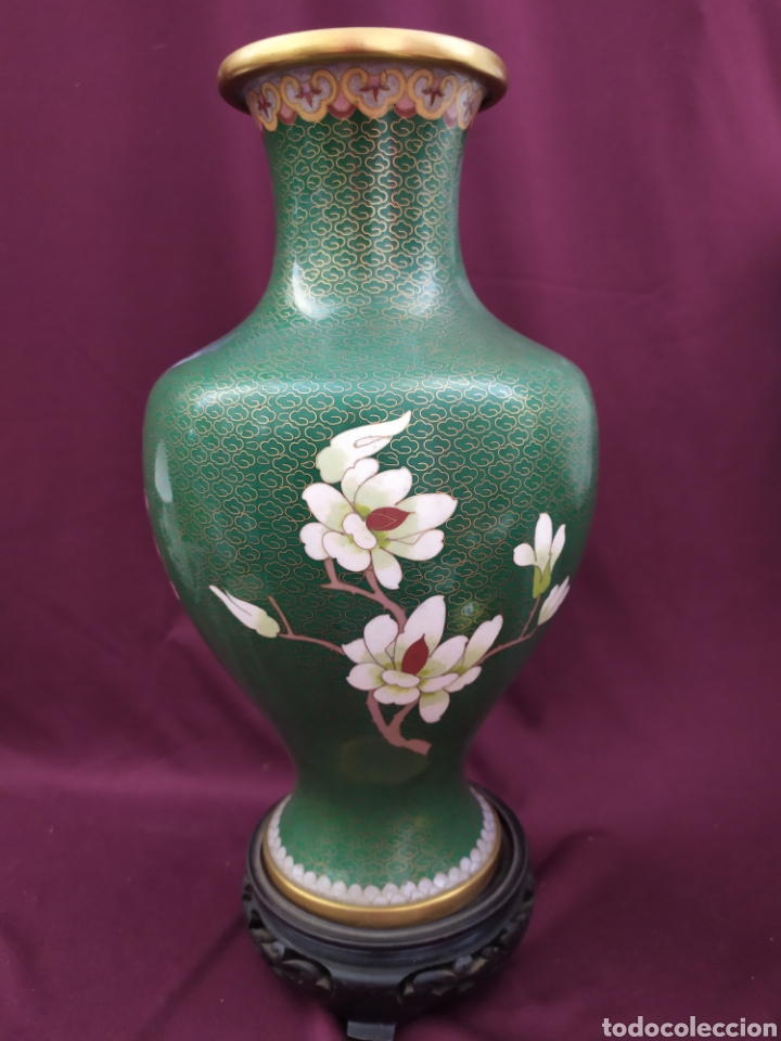 Antig&uuml;edades: Jarron Cloisonne chino. 31cm. - Foto 5