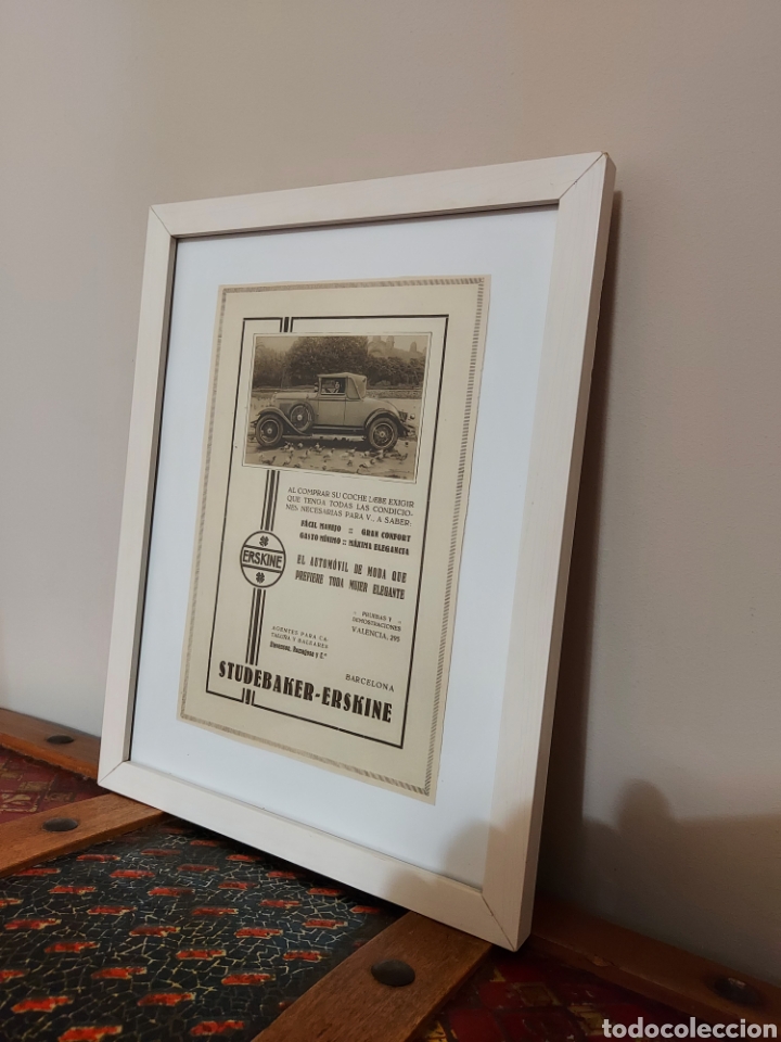 Antig&uuml;edades: Cuadro recorte publicitario de coche Studebaker. Original de 1928 - Foto 1