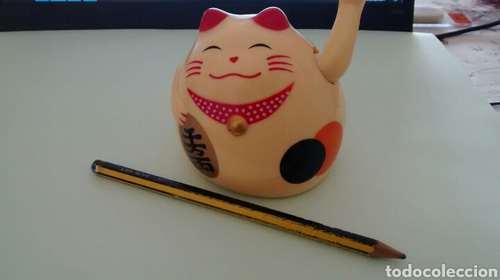 Antig&uuml;edades: GATO CHINO DE LA SUERTE EN PLASTICO. - Foto 2