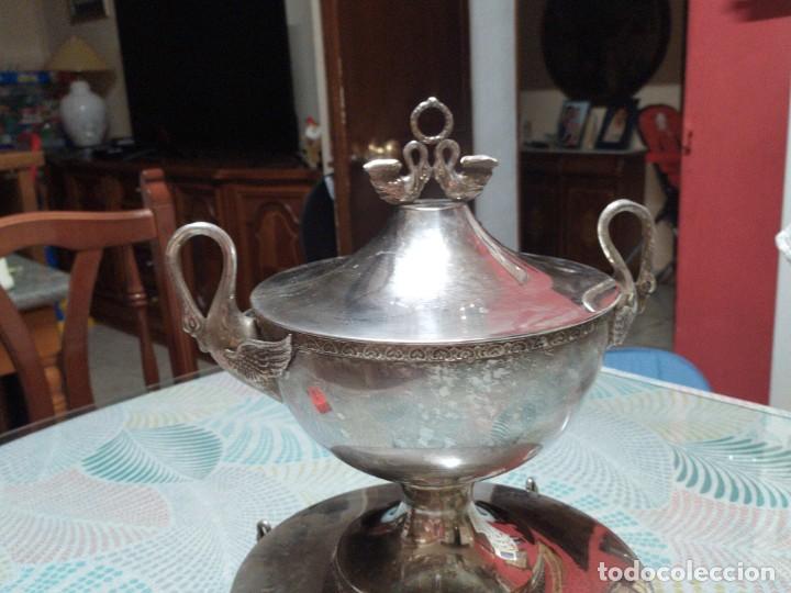 Antig&uuml;edades: CENTRO PLATEADO DE CISNES PARA COMEDOR. SOPERA UTIL. - Foto 7