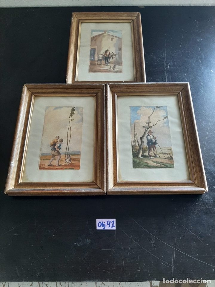 Antig&uuml;edades: LOTE DE 3 CUADROS DE CAMPO - Foto 1