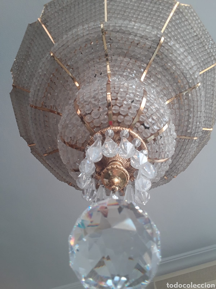 Antig&uuml;edades: Lampara techo cristal roca y bronce - Foto 2