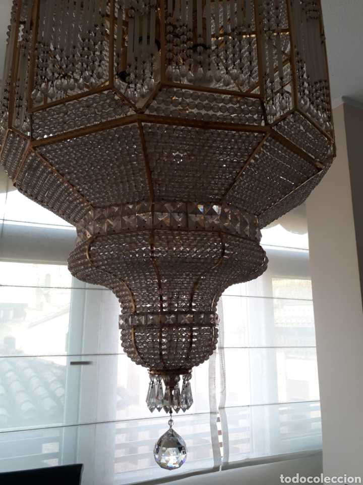 Antig&uuml;edades: Lampara techo cristal roca y bronce - Foto 3