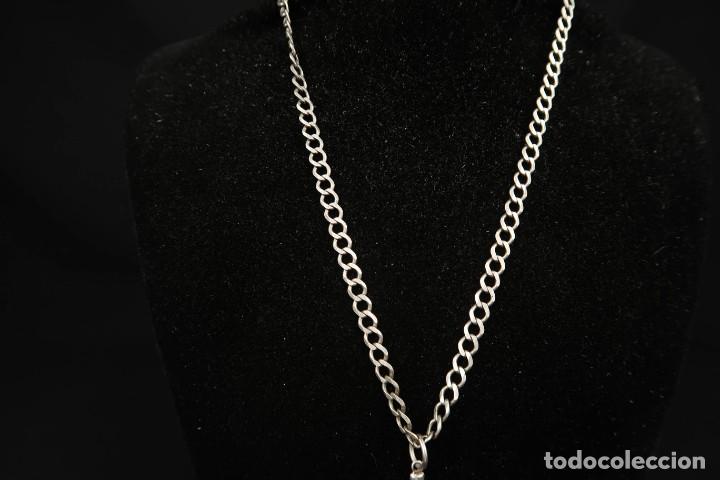 Antig&uuml;edades: Antiguo Crucifijo de Plata con Cadena - Foto 3