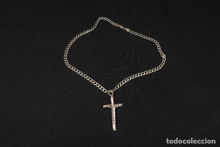 Antig&uuml;edades: Antiguo Crucifijo de Plata con Cadena - Foto 6