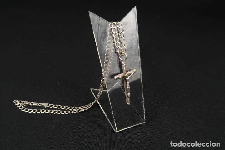 Antig&uuml;edades: Antiguo Crucifijo de Plata con Cadena - Foto 10