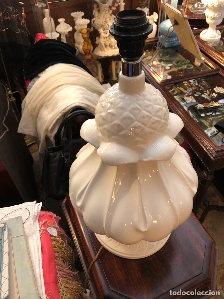 Antig&uuml;edades: Lampara de sobremesa vintage Hispania loza vidriada - Foto 7