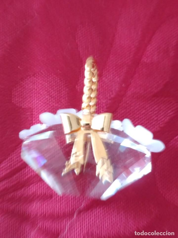 Antigüedades: Cesto de flores cristal swarovski y metal dorado, autentico - Foto 3 - 284302068