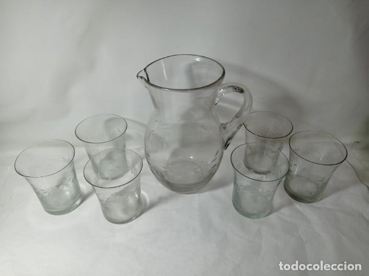 juego jarra y seis vasos cristal dorado y serig - Compra venta en  todocoleccion