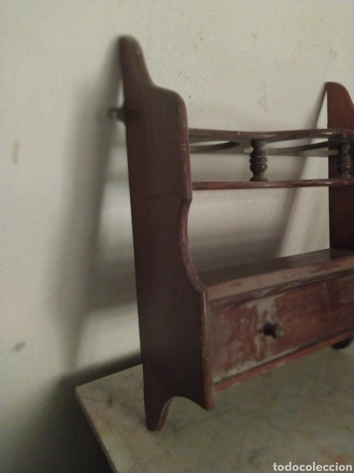 Antig&uuml;edades: Repisa antigua caoba maciza. Con caj&oacute;n. - Foto 2