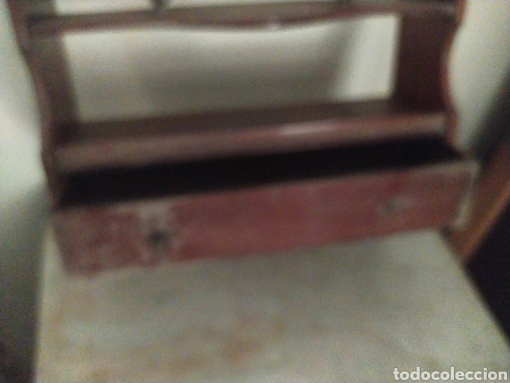Antig&uuml;edades: Repisa antigua caoba maciza. Con caj&oacute;n. - Foto 4