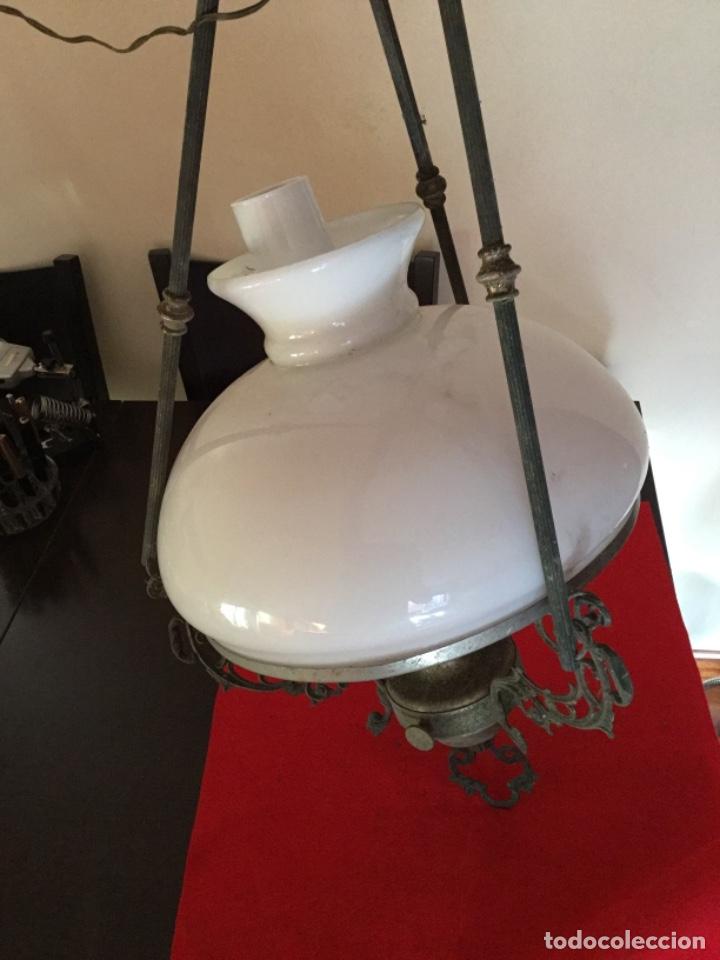 Antig&uuml;edades: L&aacute;mpara opalina, quinqu&eacute; transformado a energ&iacute;a el&eacute;ctrica, extensible - Foto 8