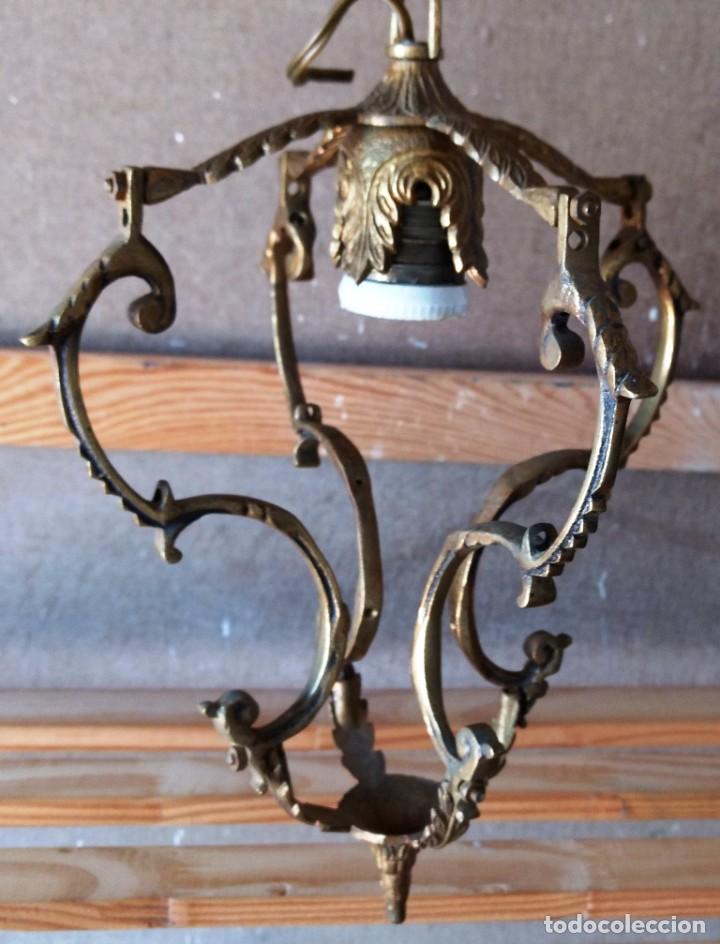 Antig&uuml;edades: L&Aacute;MPARA ANTIGUO FAROL DE TECHO DE BRONCE - Foto 2