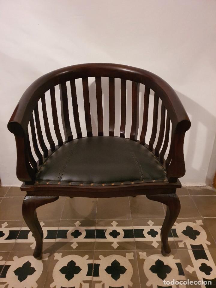 Antig&uuml;edades: SILLON DE MADERA DE TEKA Y PIEL - Foto 2