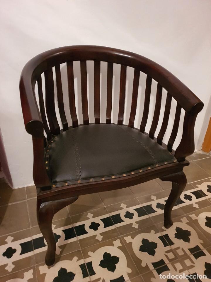 Antig&uuml;edades: SILLON DE MADERA DE TEKA Y PIEL - Foto 3
