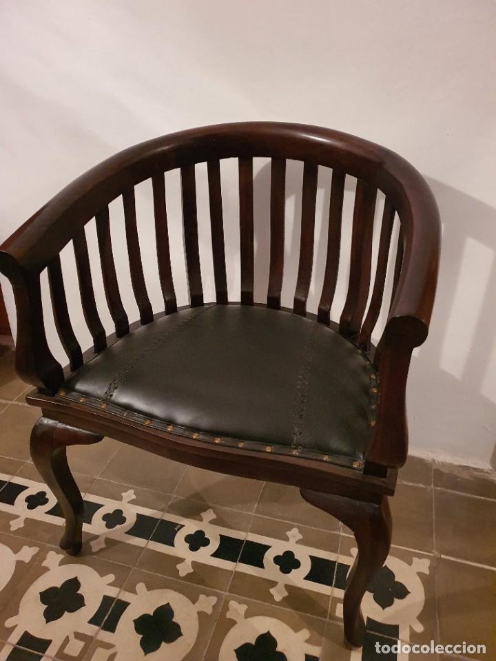 Antig&uuml;edades: SILLON DE MADERA DE TEKA Y PIEL - Foto 4