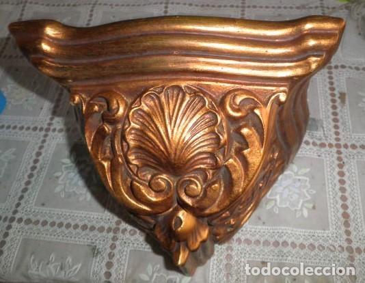 Antig&uuml;edades: M&Eacute;NSULA DE MADERA EN ORO ANTIGUO - Foto 1