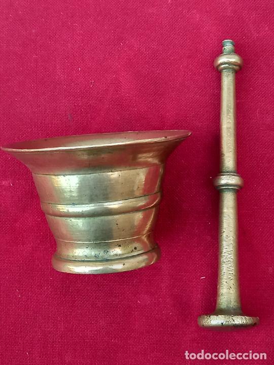 Antig&uuml;edades: ALMIREZ O MORTERO ANTIGUO EN BRONCE, CON SU MANO. - Foto 4