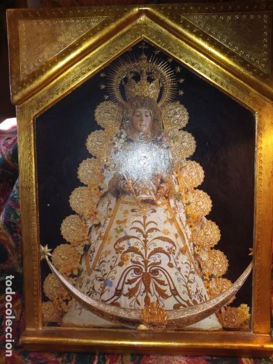 Antig&uuml;edades: VIRGEN DEL ROCIO - CUADRO MADERA. - Foto 5