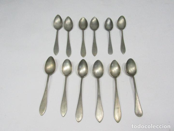 Antig&uuml;edades: Lote de 12 cucharillas en alpaca. - Foto 1