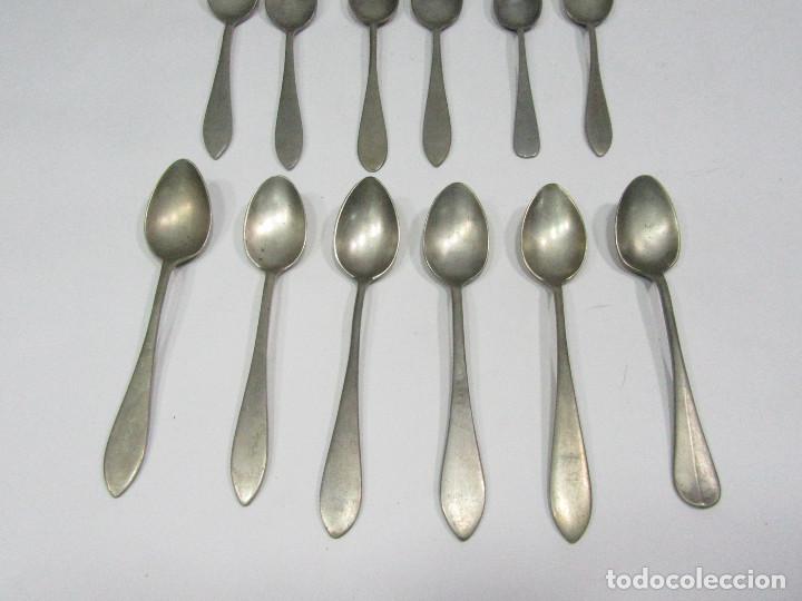 Antig&uuml;edades: Lote de 12 cucharillas en alpaca. - Foto 3