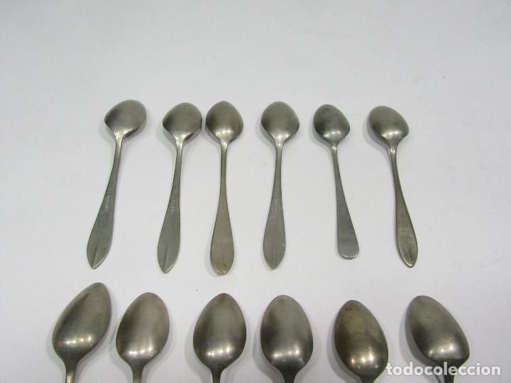 Antig&uuml;edades: Lote de 12 cucharillas en alpaca. - Foto 4