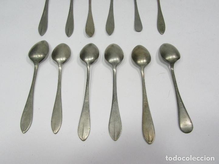 Antig&uuml;edades: Lote de 12 cucharillas en alpaca. - Foto 5