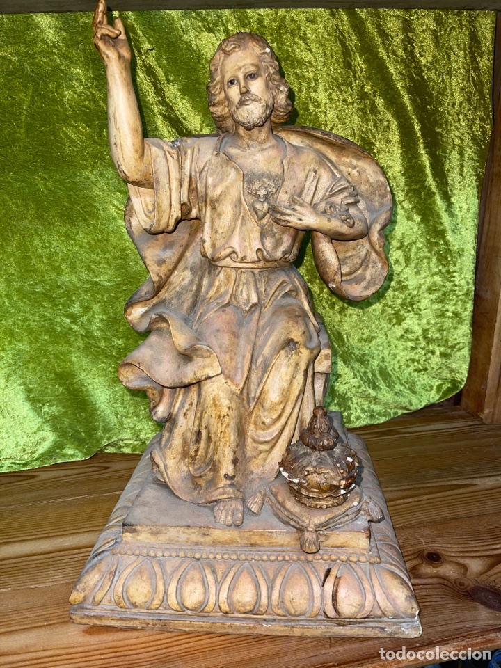 Antig&uuml;edades: Sagrado coraz&oacute;n Jes&uacute;s Olot 40cms - Foto 9