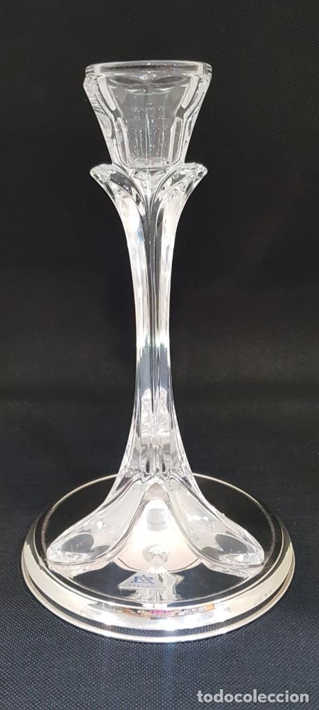 Antig&uuml;edades: Candelero de cristal y plata - Foto 1
