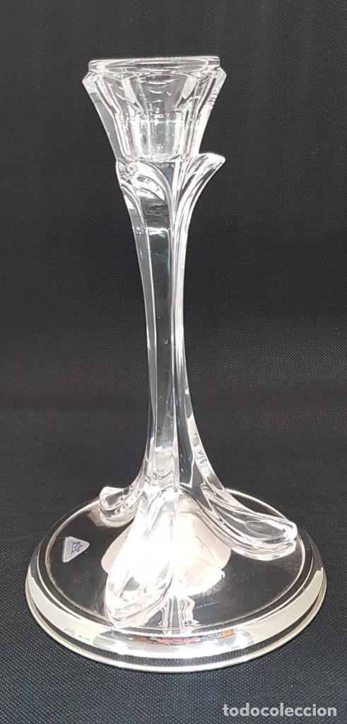 Antig&uuml;edades: Candelero de cristal y plata - Foto 4