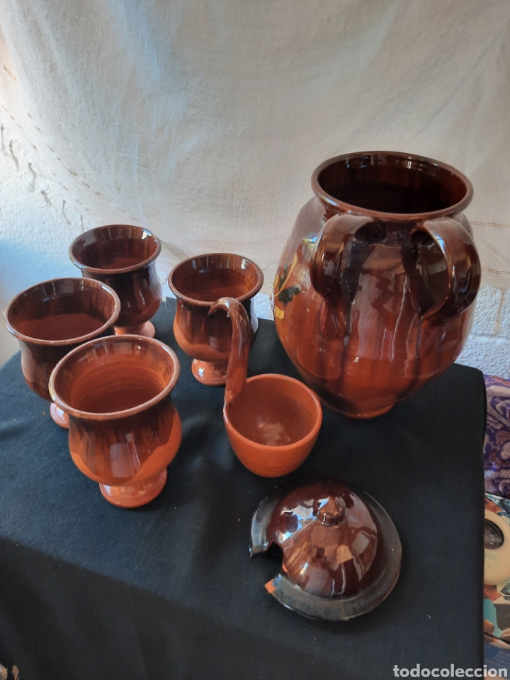 Antig&uuml;edades: Chocolatera de barro esmaltado. - Foto 6